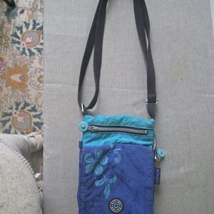 RARE VINTAGE KIPLING ALOHA Blue & Teal Crossbody Bag